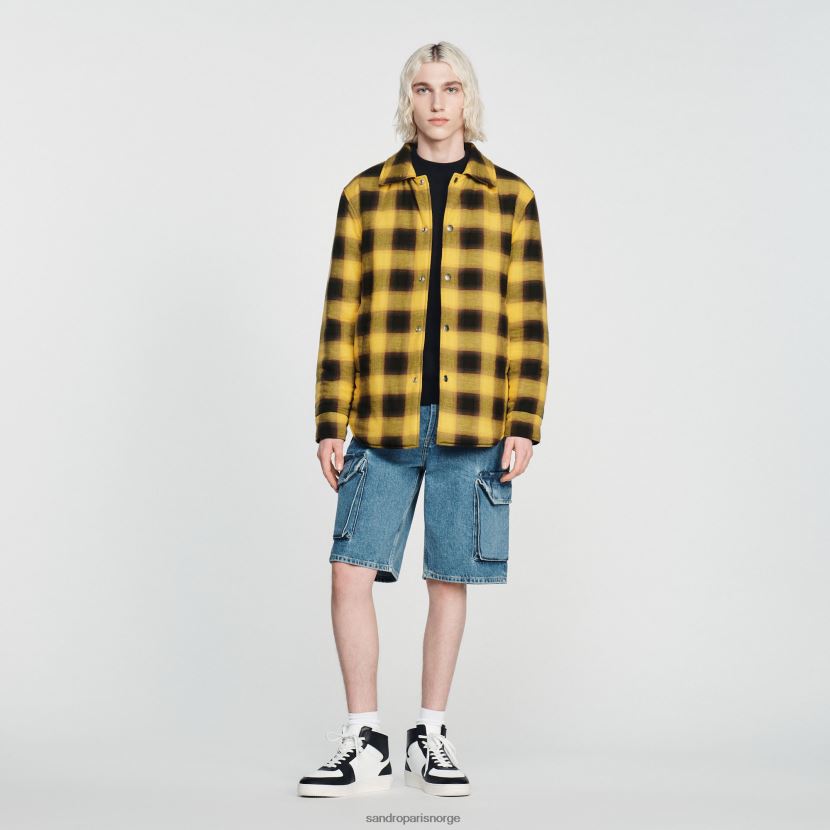menn Sandro Paris gul vattert rutete jakke klær 6FN4LH828