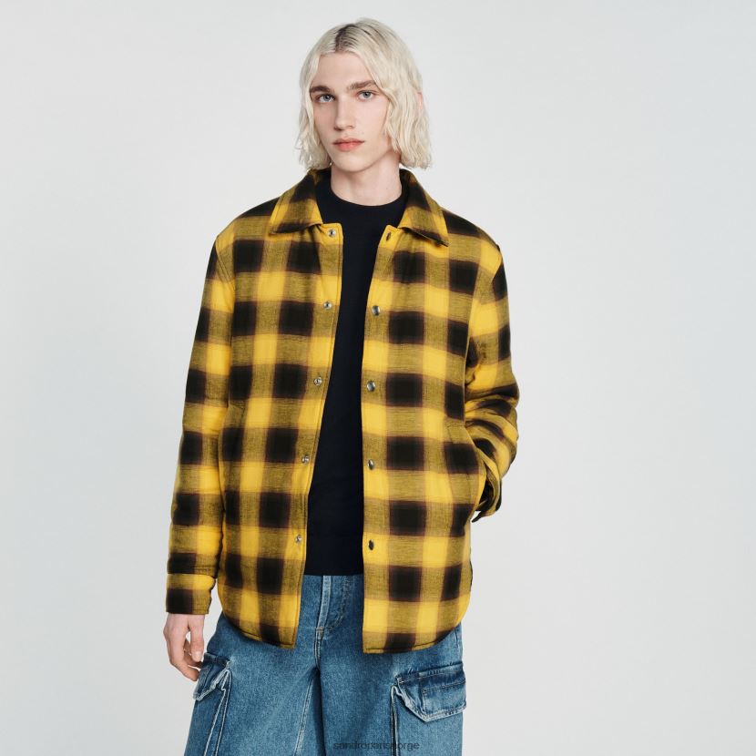 menn Sandro Paris gul vattert rutete jakke klær 6FN4LH828