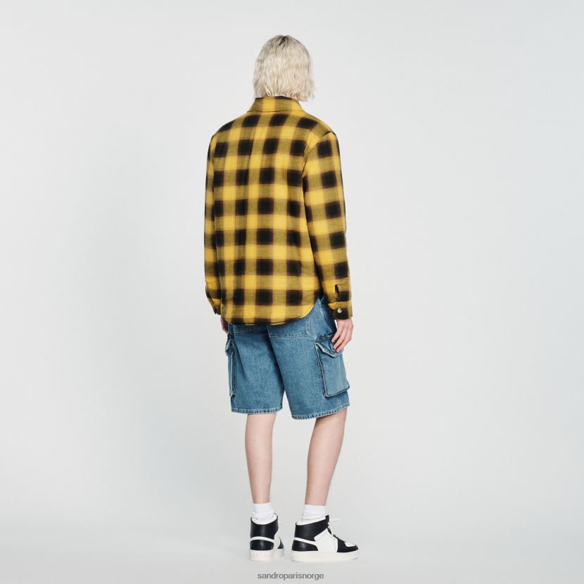menn Sandro Paris gul vattert rutete jakke klær 6FN4LH828