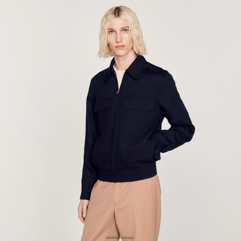 menn Sandro Paris marineblå flytende jakke klær 6FN4LH619