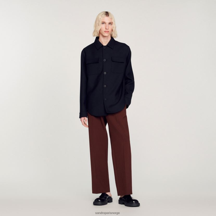 menn Sandro Paris marineblå overskjorte med knapp klær 6FN4LH816