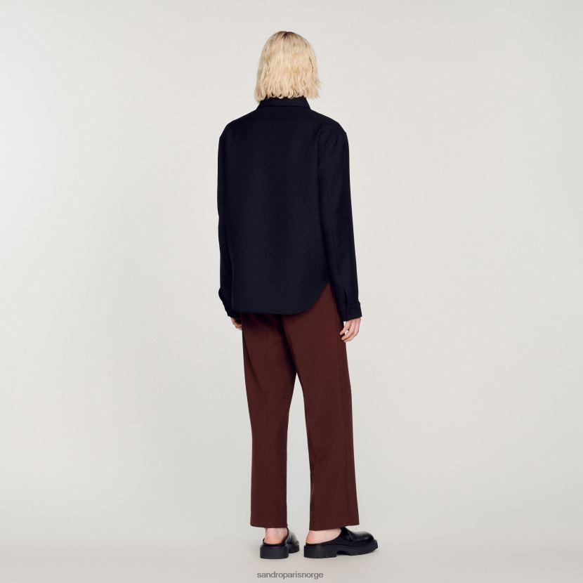 menn Sandro Paris marineblå overskjorte med knapp klær 6FN4LH816