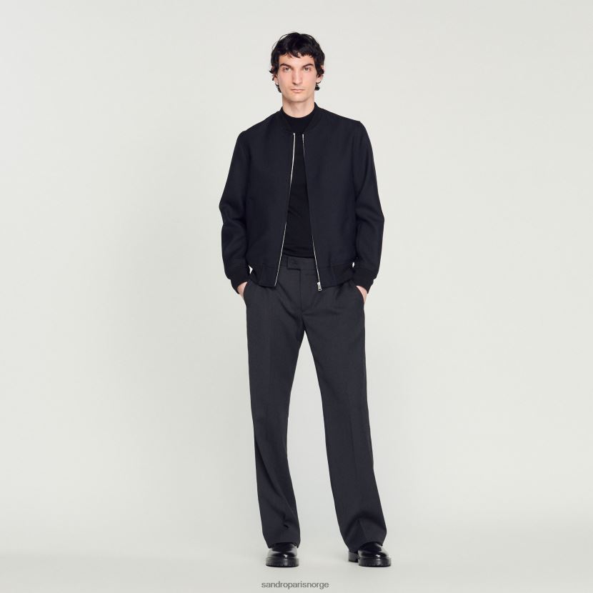 menn Sandro Paris marineblå ull varsity jakke klær 6FN4LH608