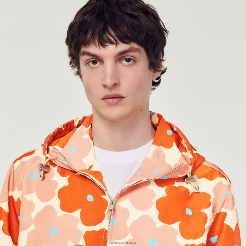 menn Sandro Paris oransje jakke med blomstertrykk klær 6FN4LH747