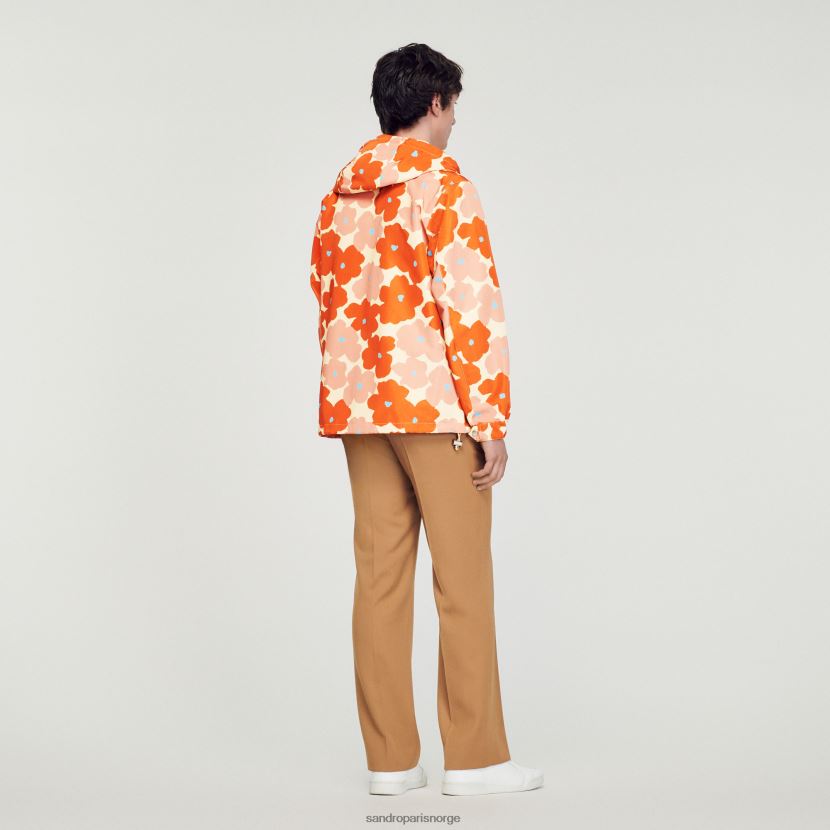 menn Sandro Paris oransje jakke med blomstertrykk klær 6FN4LH747