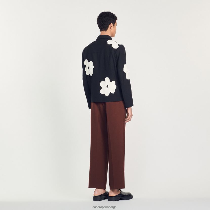 menn Sandro Paris svart jakke med blomstermotiver klær 6FN4LH683