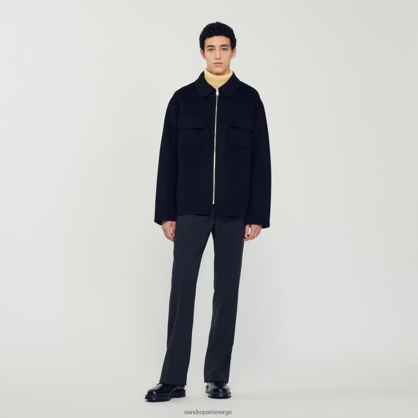 menn Sandro Paris svart ulljakke klær 6FN4LH682