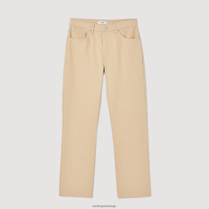 menn Sandro Paris beige rette bomullsjeans klær 6FN4LH647