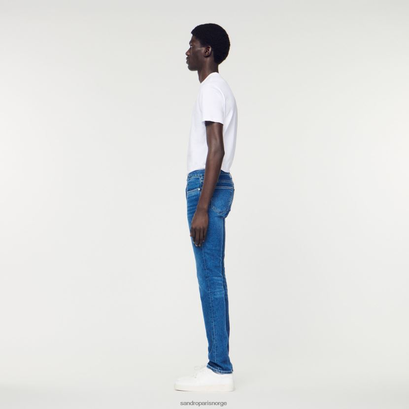 menn Sandro Paris blå vintage - denim vaskede jeans - slankt snitt klær 6FN4LH662
