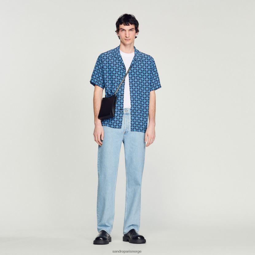 menn Sandro Paris vintage blå jeans med rett snitt klær 6FN4LH729