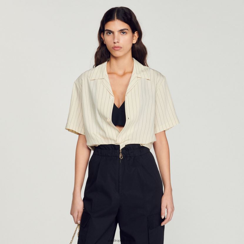 menn Sandro Paris beige Kortermet skjorte klær 6FN4LH784