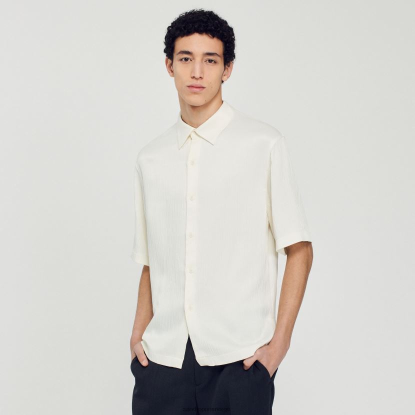 menn Sandro Paris ecru Kortermet skjorte klær 6FN4LH589