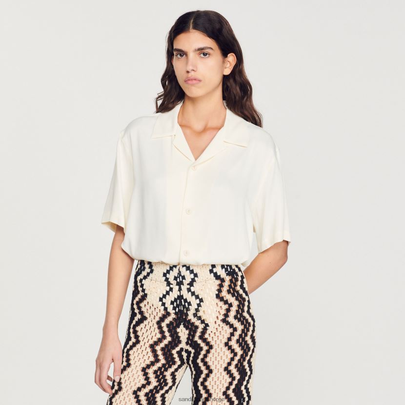 menn Sandro Paris ecru Kortermet skjorte klær 6FN4LH818