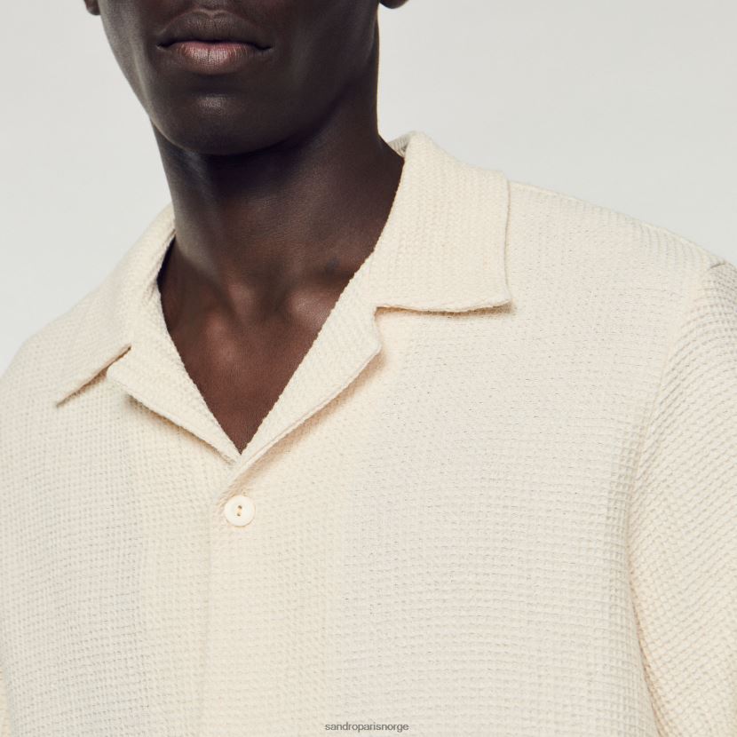 menn Sandro Paris ecru honeycomb skjorte klær 6FN4LH609