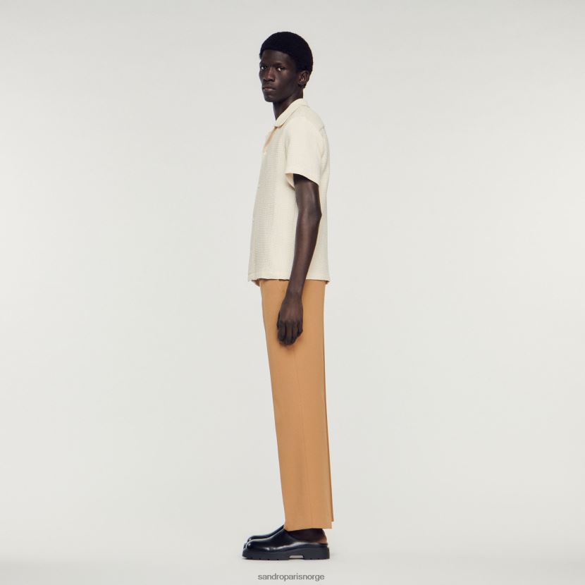 menn Sandro Paris ecru honeycomb skjorte klær 6FN4LH609