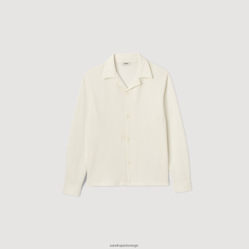 menn Sandro Paris ecru langermet skjorte klær 6FN4LH588