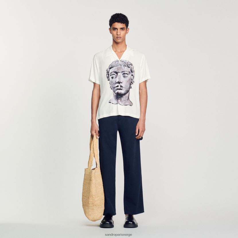 menn Sandro Paris ecru statue skjorte klær 6FN4LH701