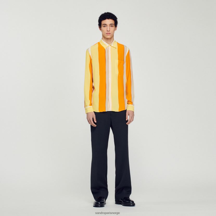 menn Sandro Paris gul flytende stripet langermet skjorte klær 6FN4LH669