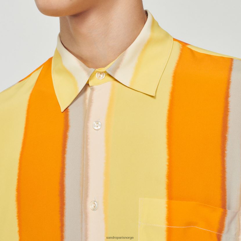 menn Sandro Paris gul flytende stripet langermet skjorte klær 6FN4LH669