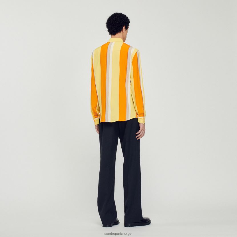 menn Sandro Paris gul flytende stripet langermet skjorte klær 6FN4LH669