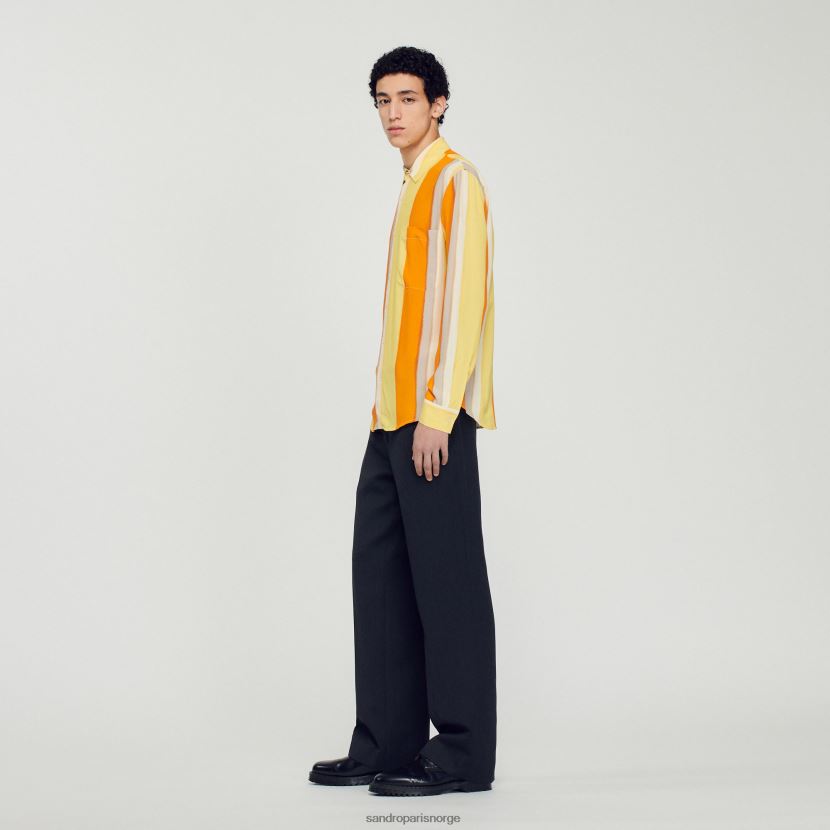 menn Sandro Paris gul flytende stripet langermet skjorte klær 6FN4LH669