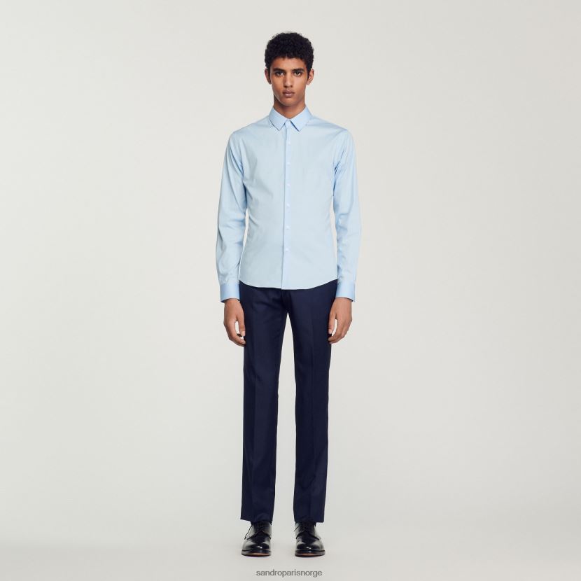 menn Sandro Paris himmelblå figursydd bomullsskjorte i stretch klær 6FN4LH613