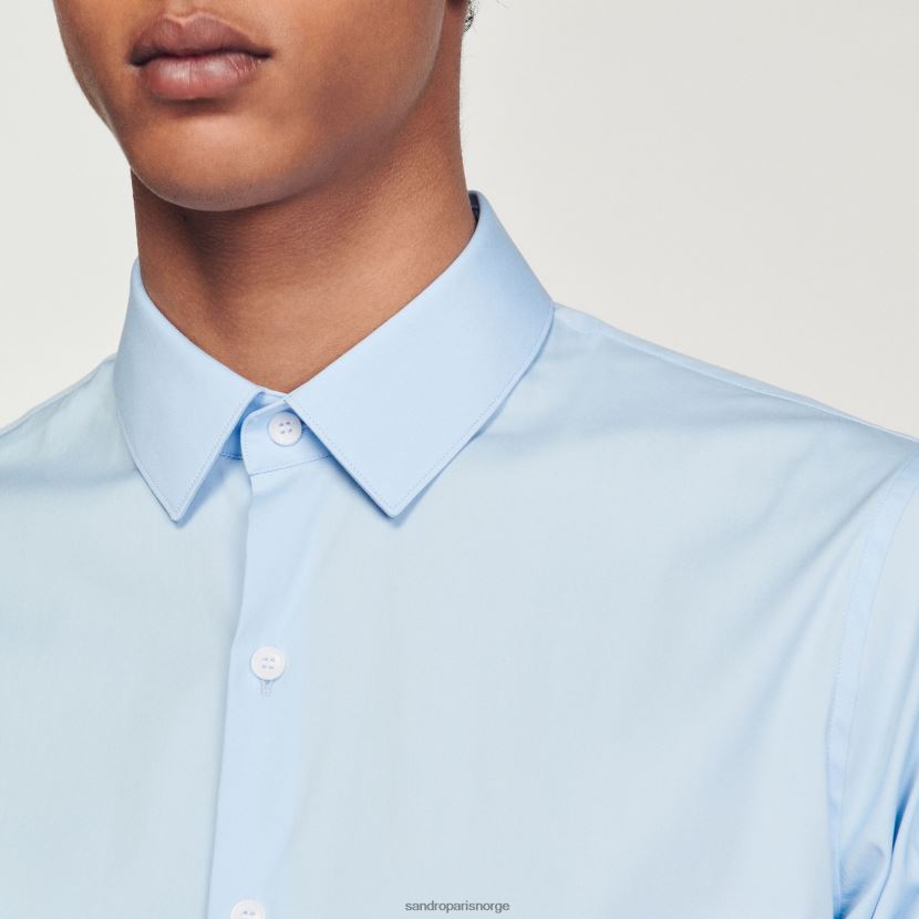 menn Sandro Paris himmelblå figursydd bomullsskjorte i stretch klær 6FN4LH613