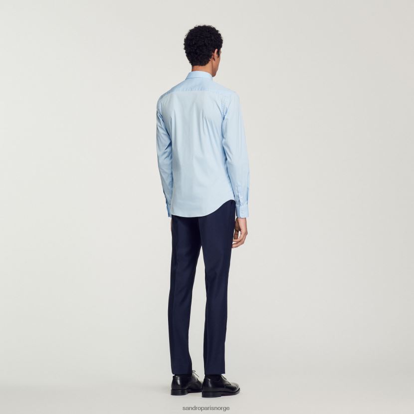menn Sandro Paris himmelblå figursydd bomullsskjorte i stretch klær 6FN4LH613