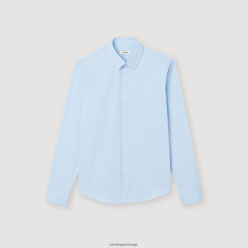 menn Sandro Paris himmelblå figursydd bomullsskjorte i stretch klær 6FN4LH613