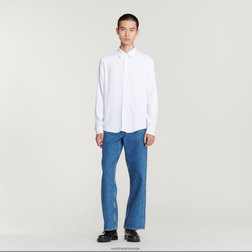 menn Sandro Paris hvit flytende langermet skjorte klær 6FN4LH681