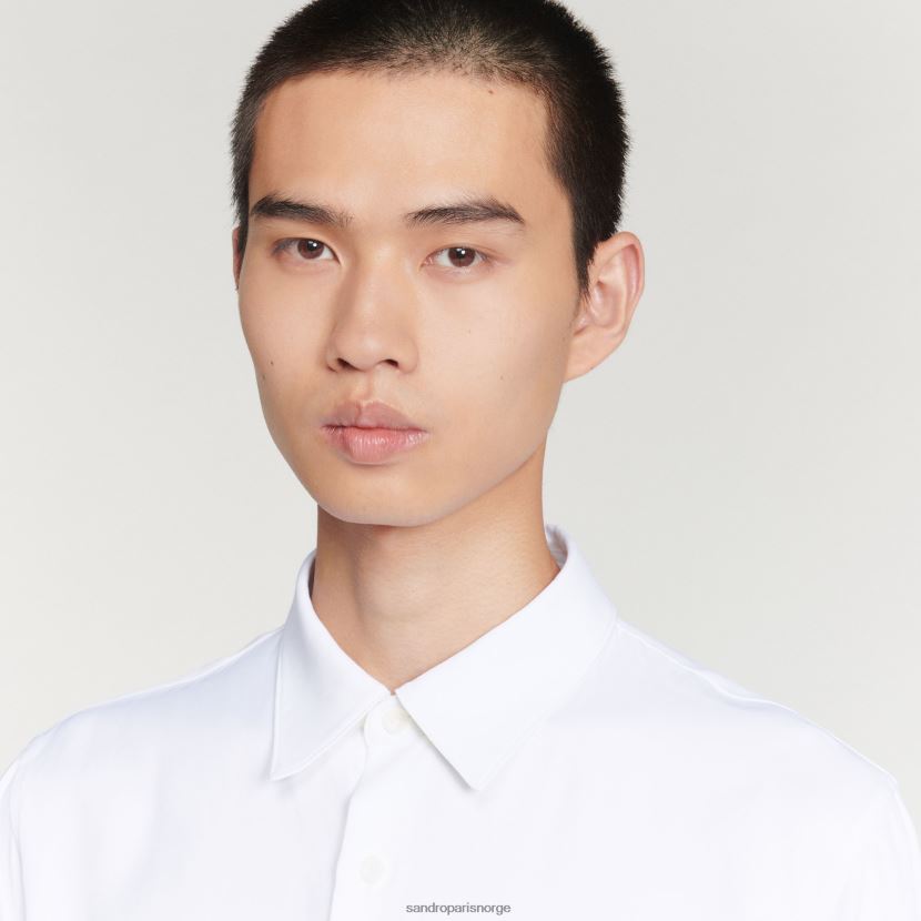 menn Sandro Paris hvit flytende langermet skjorte klær 6FN4LH681