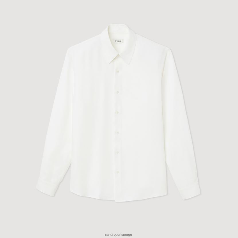 menn Sandro Paris hvit flytende langermet skjorte klær 6FN4LH681