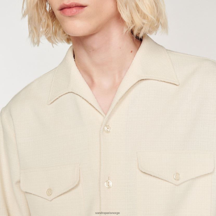 menn Sandro Paris hvit løs skjorte klær 6FN4LH708