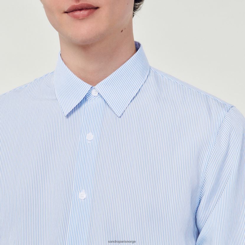menn Sandro Paris lyse blå stripete skjorte klær 6FN4LH717