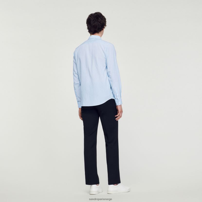 menn Sandro Paris lyse blå stripete skjorte klær 6FN4LH717