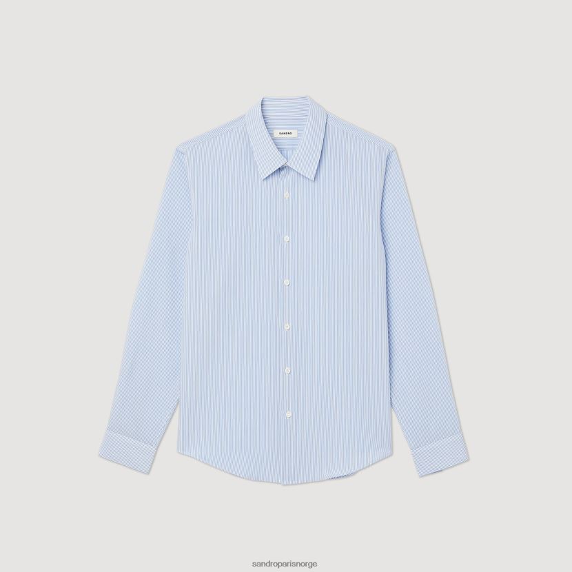 menn Sandro Paris lyse blå stripete skjorte klær 6FN4LH717
