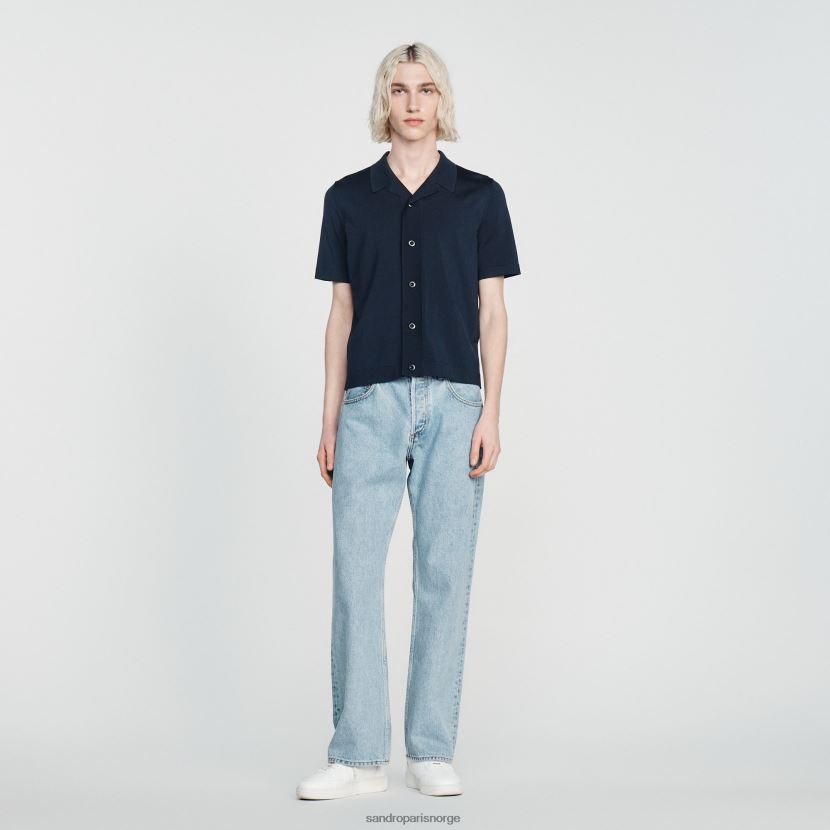 menn Sandro Paris marineblå Kortermet skjorte klær 6FN4LH697