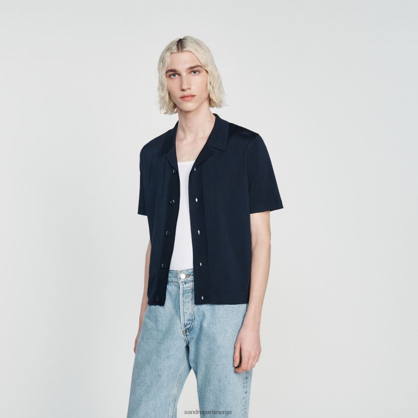 menn Sandro Paris marineblå Kortermet skjorte klær 6FN4LH697