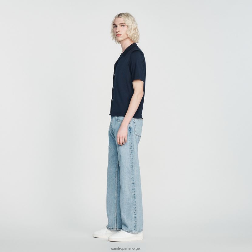 menn Sandro Paris marineblå Kortermet skjorte klær 6FN4LH697