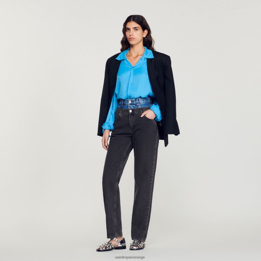 menn Sandro Paris én farge flytende skjorte med spredt krage klær 6FN4LH787