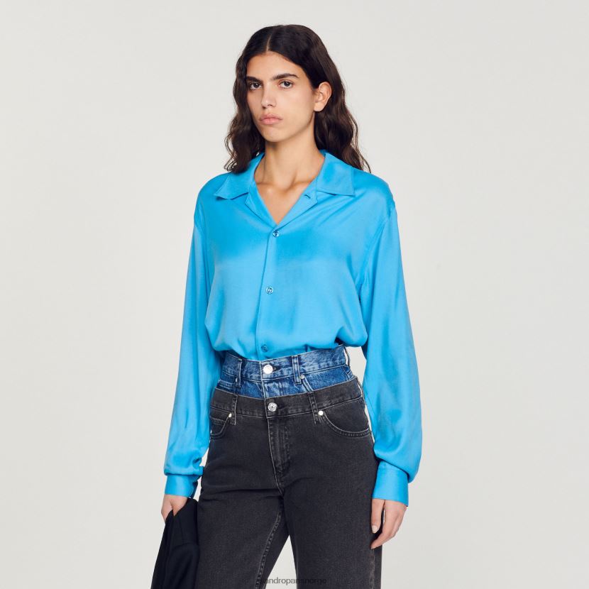 menn Sandro Paris én farge flytende skjorte med spredt krage klær 6FN4LH787