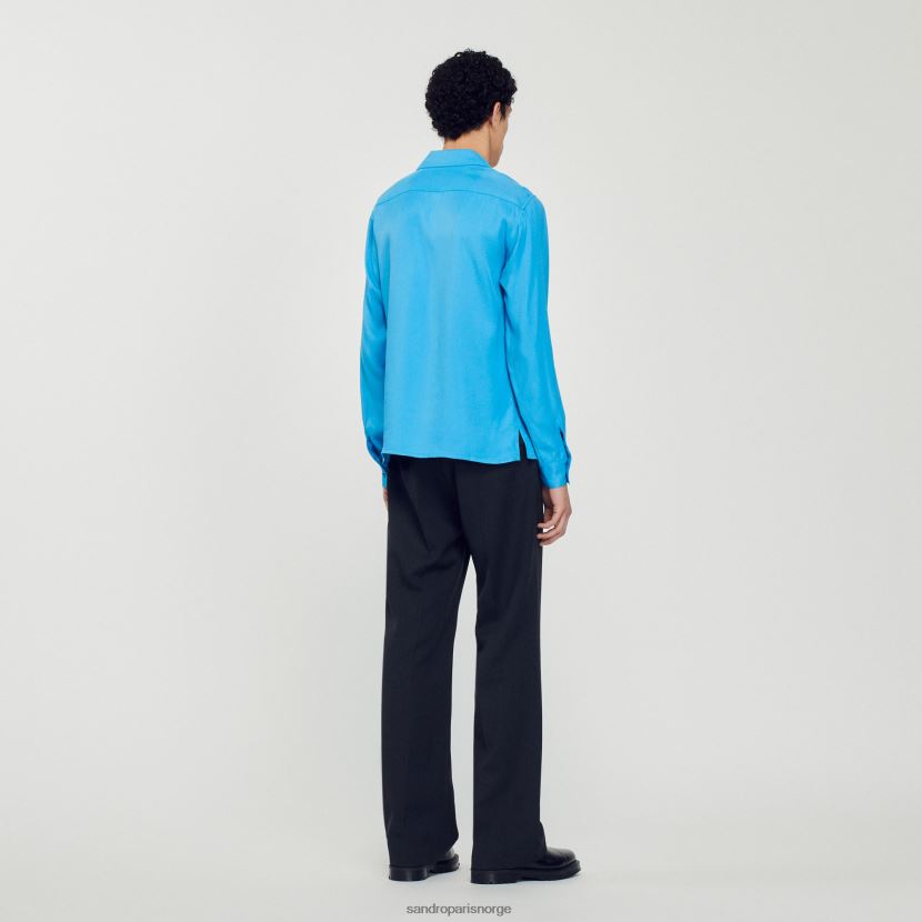 menn Sandro Paris én farge flytende skjorte med spredt krage klær 6FN4LH787
