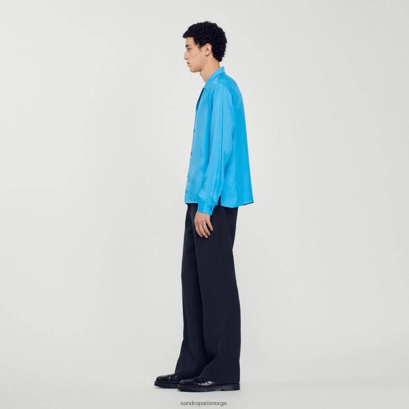 menn Sandro Paris én farge flytende skjorte med spredt krage klær 6FN4LH787