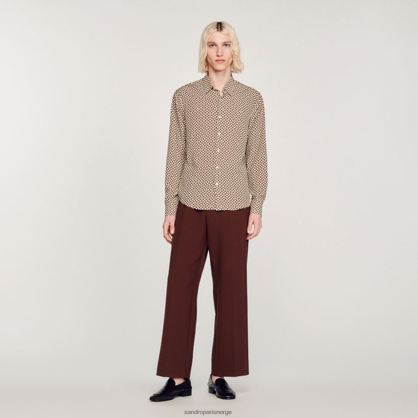 menn Sandro Paris én farge flytende skjorte med trykk klær 6FN4LH725