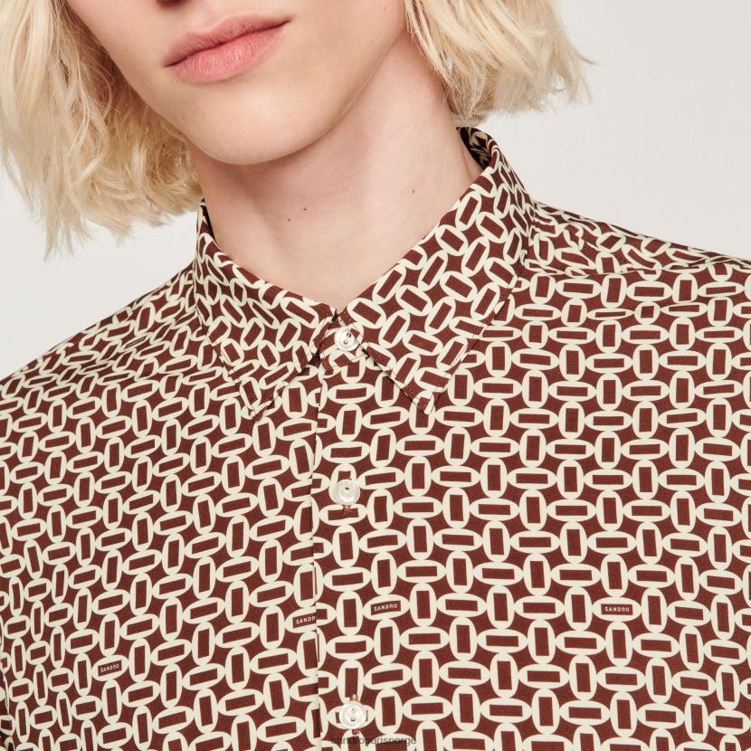 menn Sandro Paris én farge flytende skjorte med trykk klær 6FN4LH725