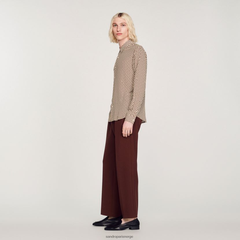 menn Sandro Paris én farge flytende skjorte med trykk klær 6FN4LH725