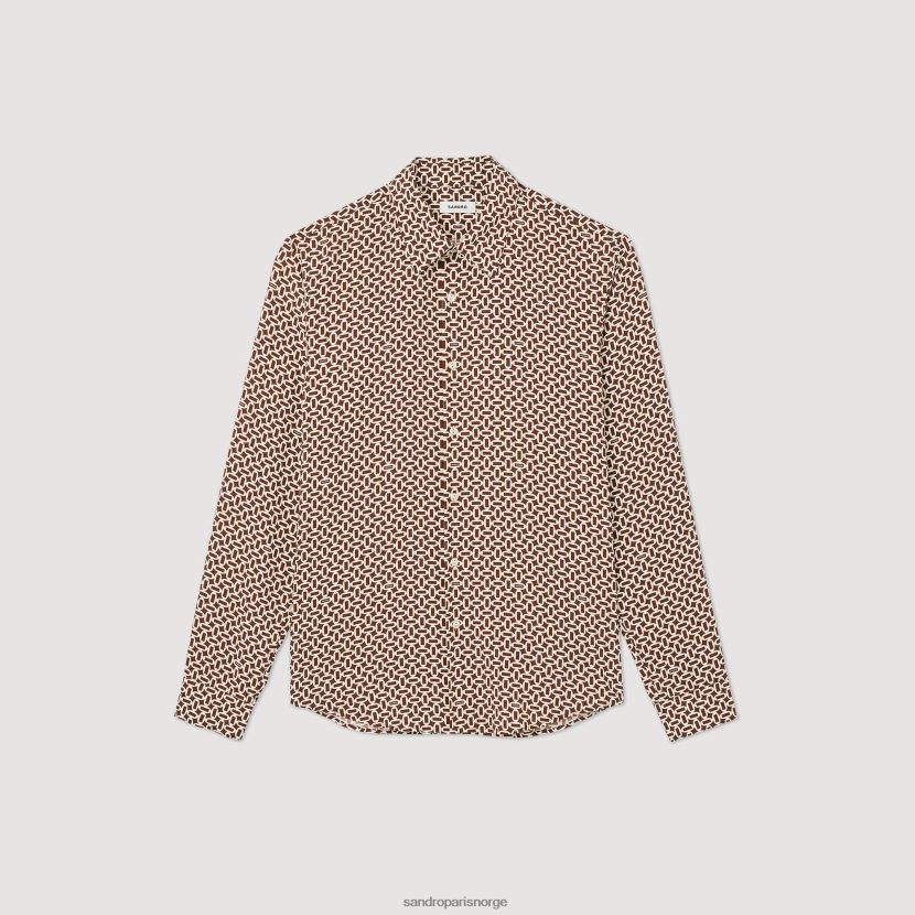 menn Sandro Paris én farge flytende skjorte med trykk klær 6FN4LH725