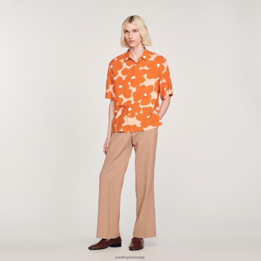 menn Sandro Paris oransje skjorte med blomstertrykk klær 6FN4LH792