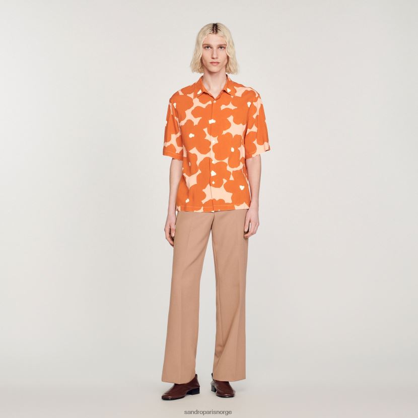 menn Sandro Paris oransje skjorte med blomstertrykk klær 6FN4LH792