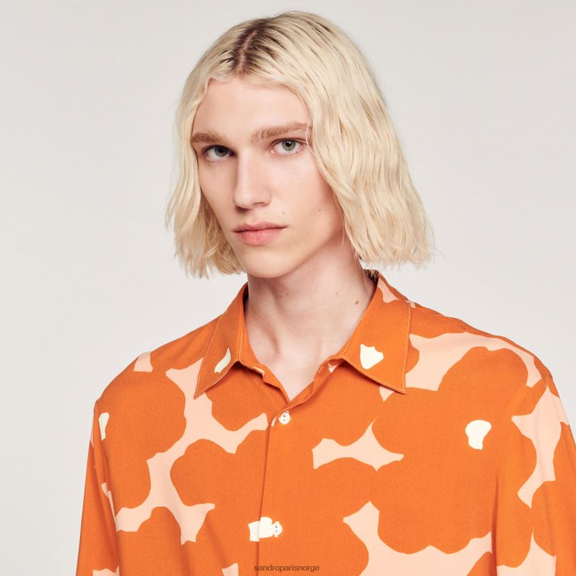 menn Sandro Paris oransje skjorte med blomstertrykk klær 6FN4LH792